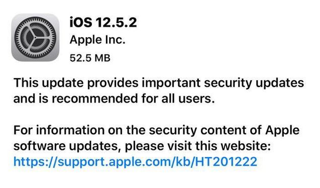 都兰苹果手机维修分享iOS12.5.2发布，建议所有老苹果用户安装 